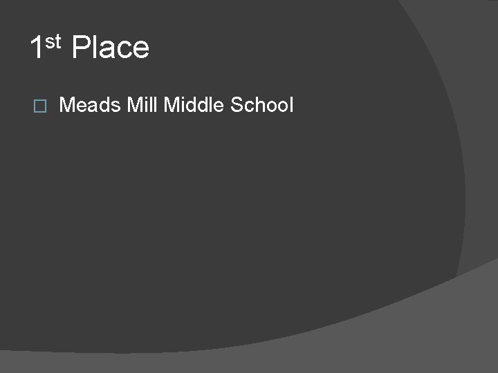 1 st Place � Meads Mill Middle School 