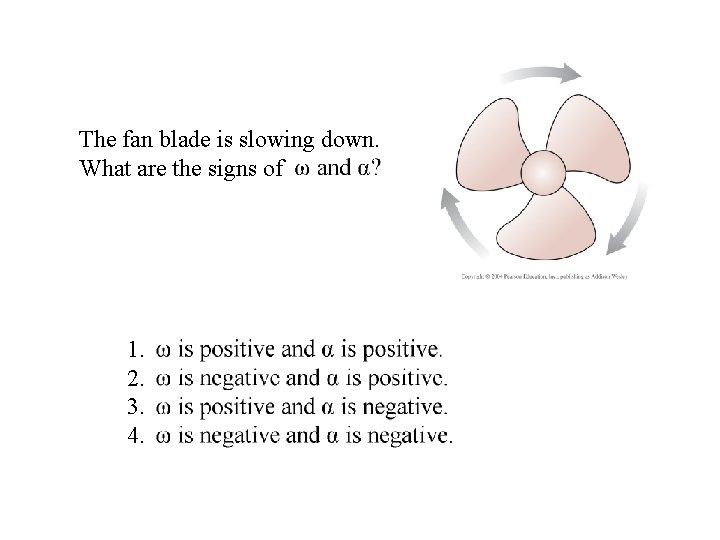 The fan blade is slowing down. What are the signs of 1. 2. 3.