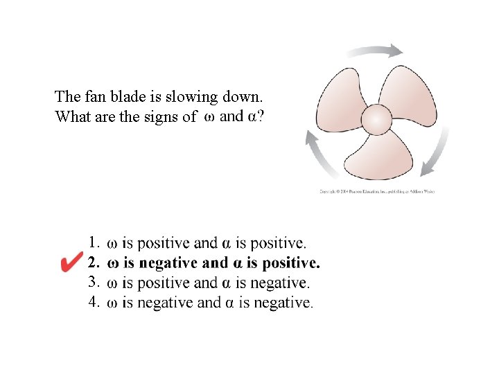 The fan blade is slowing down. What are the signs of 1. 2. 3.