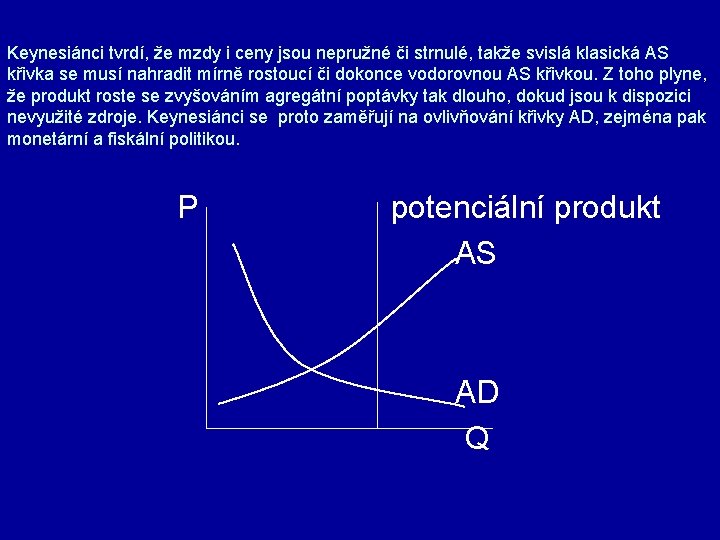 Keynesiánci tvrdí, že mzdy i ceny jsou nepružné či strnulé, takže svislá klasická AS