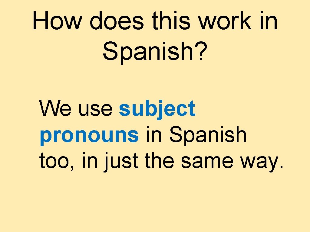 How does this work in Spanish? We use subject pronouns in Spanish too, in