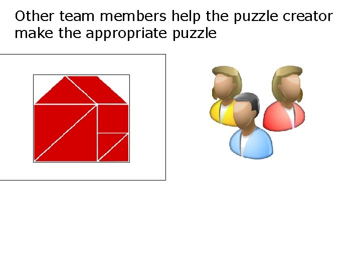 Other team members help the puzzle creator make the appropriate puzzle 