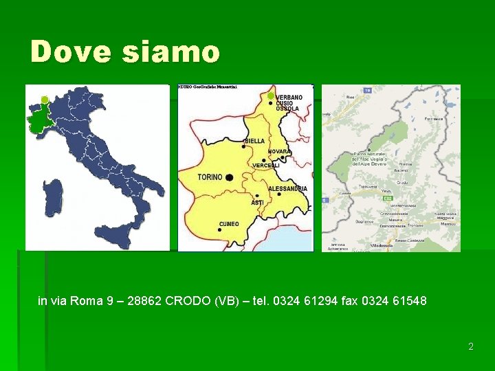 Dove siamo in via Roma 9 – 28862 CRODO (VB) – tel. 0324 61294