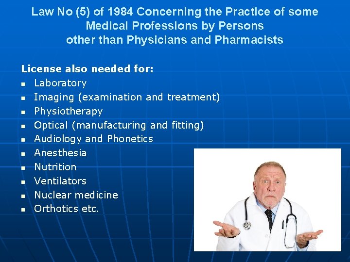 Law No (5) of 1984 Concerning the Practice of some Medical Professions by Persons