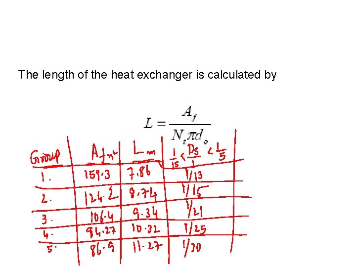The length of the heat exchanger is calculated by 