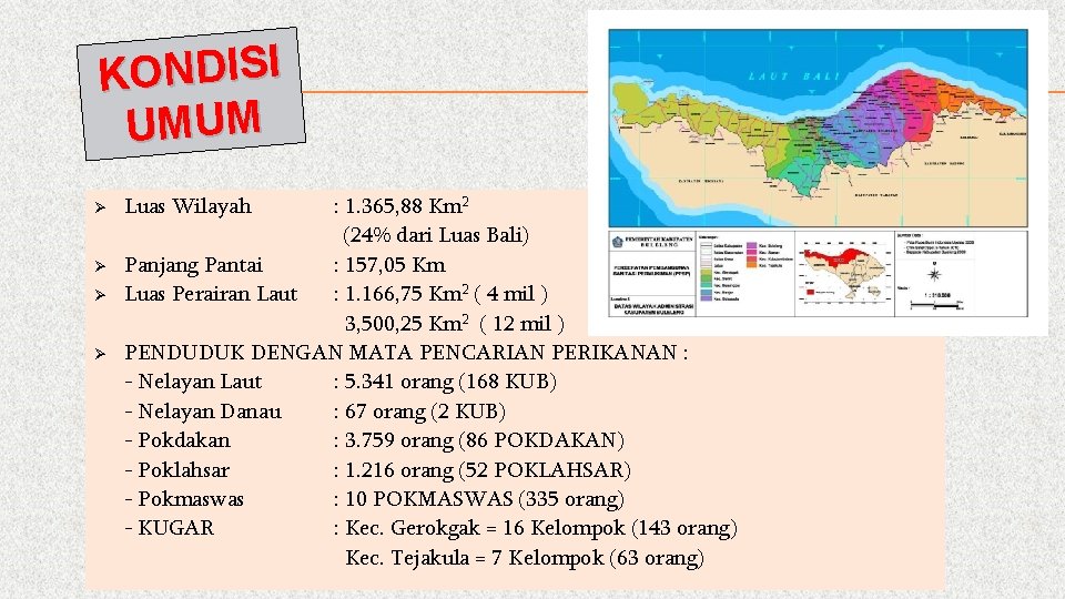 KONDISI UMUM Ø Ø Luas Wilayah : 1. 365, 88 Km 2 (24% dari