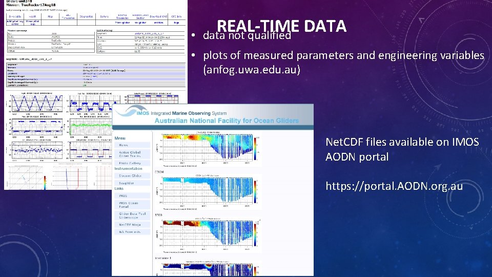 REAL-TIME DATA • data not qualified • plots of measured parameters and engineering variables