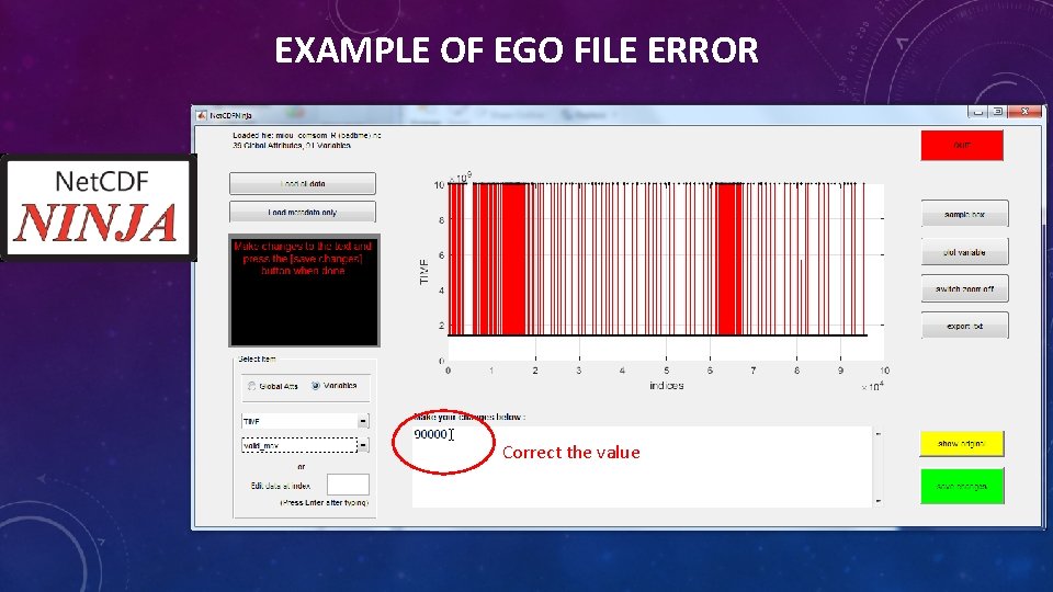 EXAMPLE OF EGO FILE ERROR Correct the value 