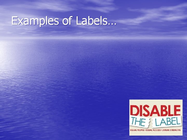 Examples of Labels… 