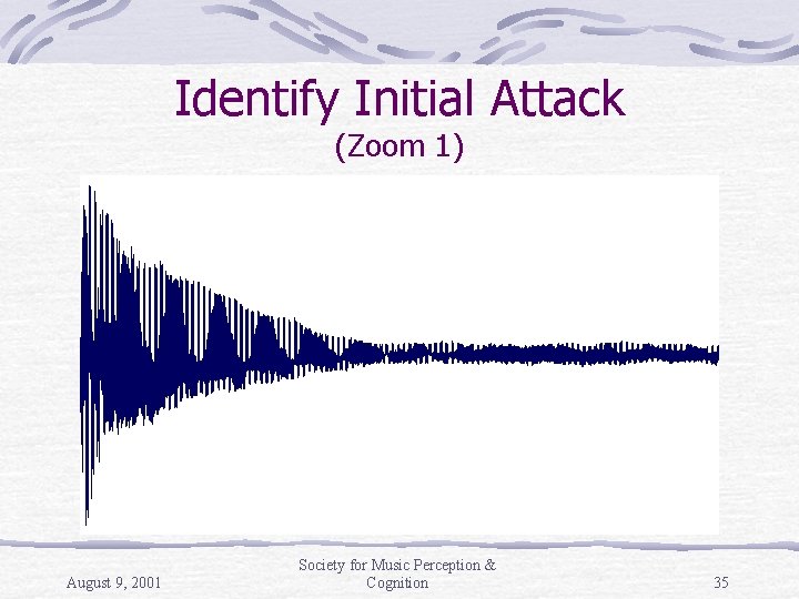Identify Initial Attack (Zoom 1) August 9, 2001 Society for Music Perception & Cognition