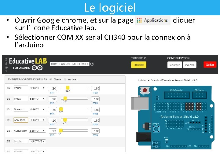 Le logiciel • Ouvrir Google chrome, et sur la page application cliquer sur l’