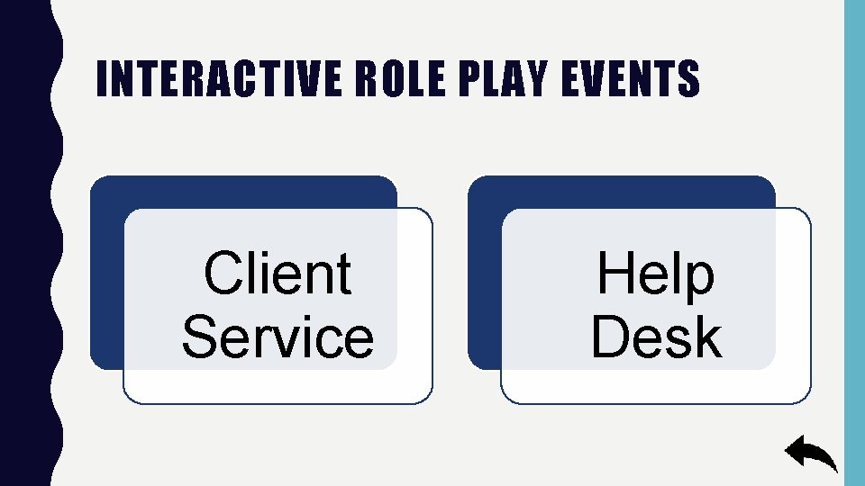 INTERACTIVE ROLE PLAY EVENTS Client Service Help Desk 