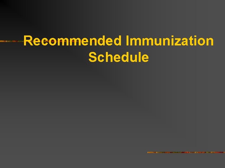 Recommended Immunization Schedule 