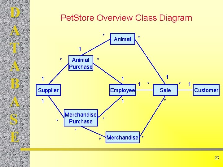 D A T A B A S E Pet. Store Overview Class Diagram *
