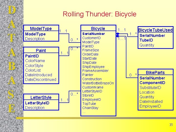 D A T A B A S E Rolling Thunder: Bicycle Model. Type Description