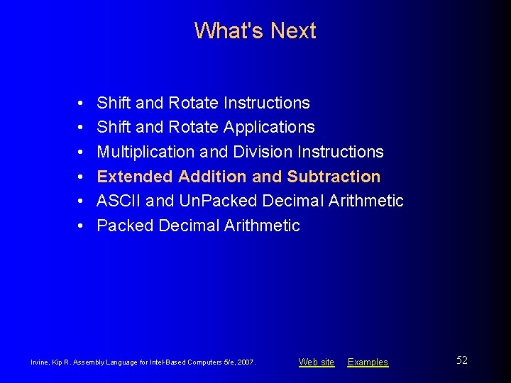 What's Next • • • Shift and Rotate Instructions Shift and Rotate Applications Multiplication