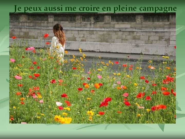 Je peux aussi me croire en pleine campagne 
