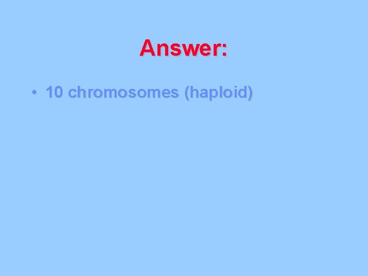 Answer: • 10 chromosomes (haploid) 