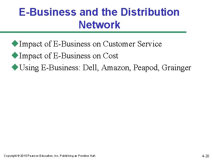 E-Business and the Distribution Network u. Impact of E-Business on Customer Service u. Impact