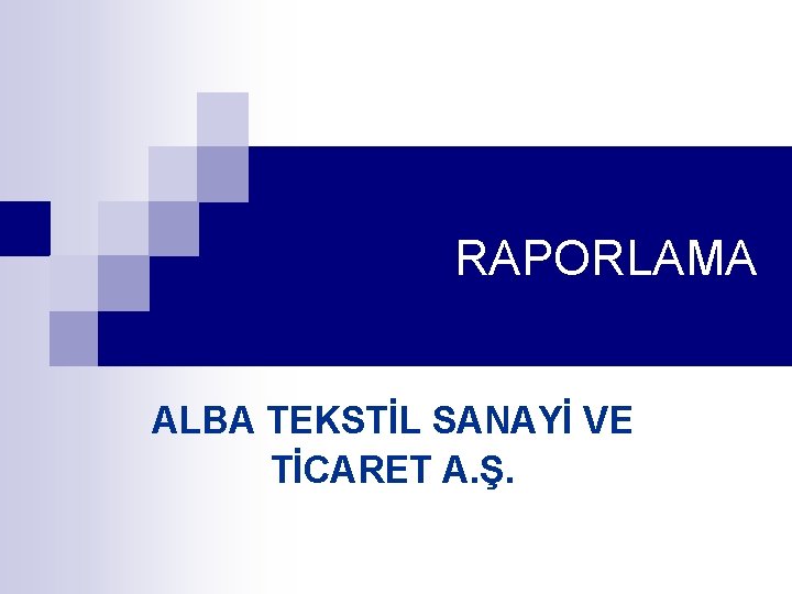 RAPORLAMA ALBA TEKSTİL SANAYİ VE TİCARET A. Ş. 