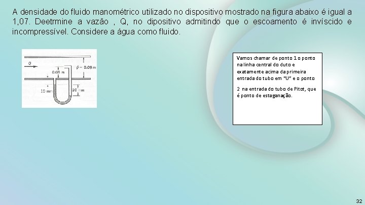 A densidade do fluido manométrico utilizado no dispositivo mostrado na figura abaixo é igual