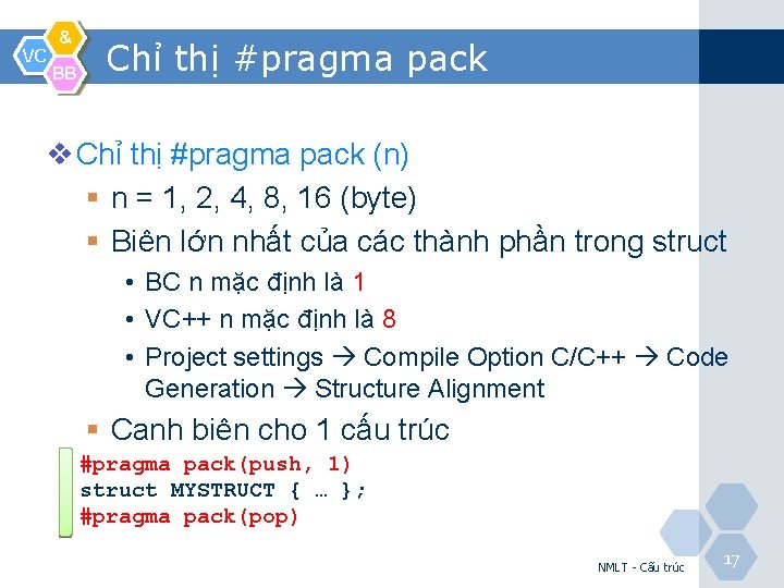 VC & BB Chỉ thị #pragma pack v Chỉ thị #pragma pack (n) §