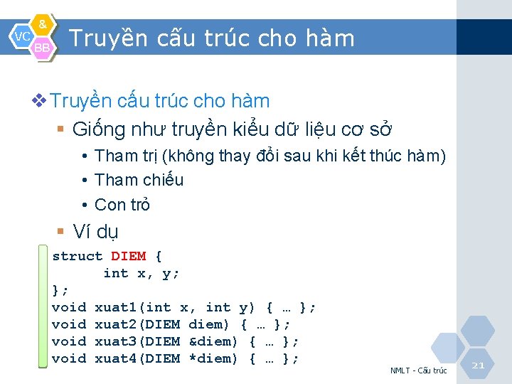 VC & BB Truyền cấu trúc cho hàm v Truyền cấu trúc cho hàm