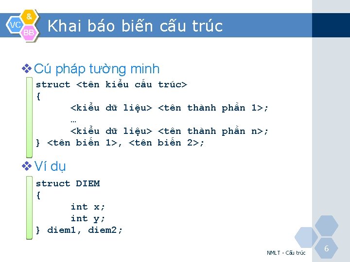 VC & BB Khai báo biến cấu trúc v Cú pháp tường minh struct