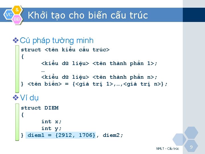 VC & BB Khởi tạo cho biến cấu trúc v Cú pháp tường minh