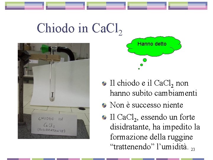 Chiodo in Ca. Cl 2 Hanno detto Il chiodo e il Ca. Cl 2