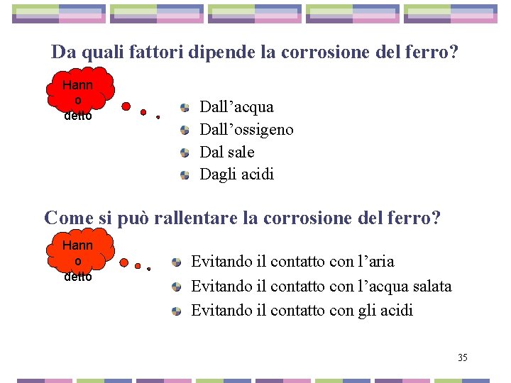 Da quali fattori dipende la corrosione del ferro? Hann o detto Dall’acqua Dall’ossigeno Dal