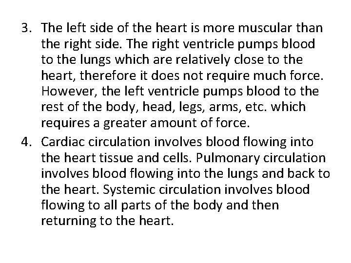 3. The left side of the heart is more muscular than the right side.