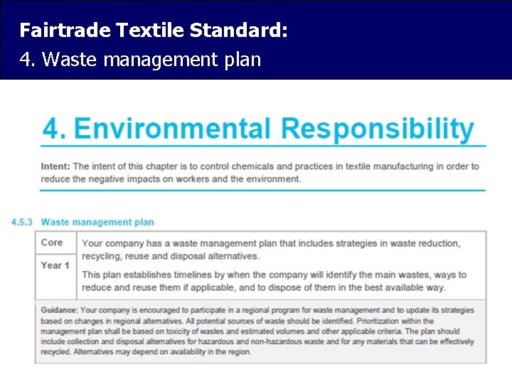 Fairtrade Textile Standard: 4. Waste management plan 