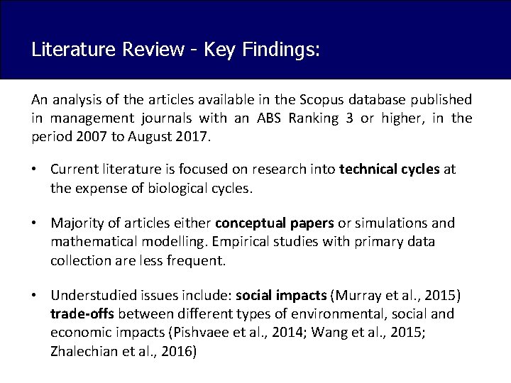 Literature Review - Key Findings: An analysis of the articles available in the Scopus