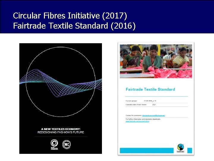Circular Fibres Initiative (2017) Fairtrade Textile Standard (2016) 