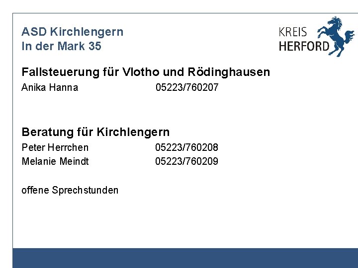 ASD Kirchlengern In der Mark 35 Fallsteuerung für Vlotho und Rödinghausen Anika Hanna 05223/760207