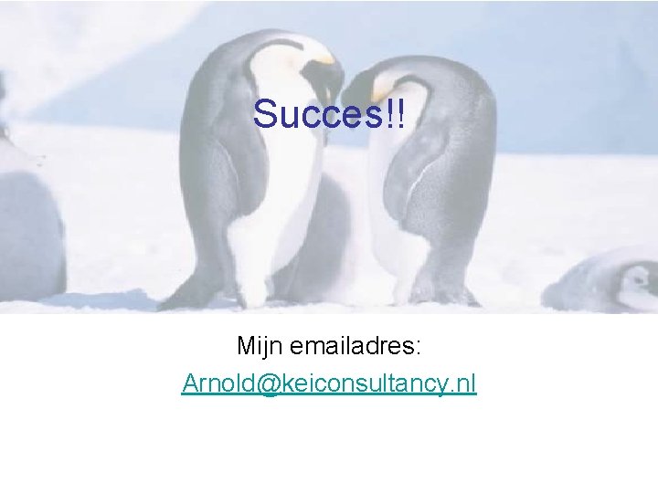 Succes!! Mijn emailadres: Arnold@keiconsultancy. nl 