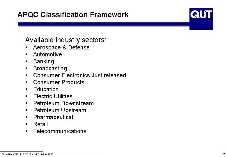 APQC Classification Framework Available industry sectors: • • • • Aerospace & Defense Automotive APQC Classification Framework Available industry sectors: • • • • Aerospace & Defense Automotive