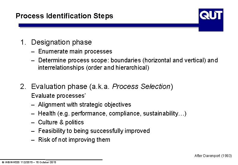 Process Identification Steps 1. Designation phase – Enumerate main processes – Determine process scope: Process Identification Steps 1. Designation phase – Enumerate main processes – Determine process scope:
