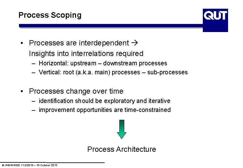 Process Scoping • Processes are interdependent Insights into interrelations required – Horizontal: upstream – Process Scoping • Processes are interdependent Insights into interrelations required – Horizontal: upstream –