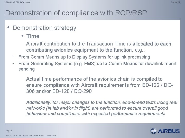 ICAO APAC PBCS Workshop October 20 Demonstration of compliance with RCP/RSP • Demonstration strategy
