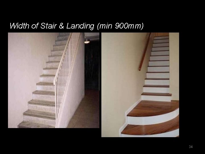 Width of Stair & Landing (min 900 mm) 34 