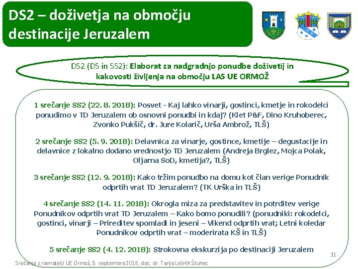 DS 2 – doživetja na območju destinacije Jeruzalem DS 2 (DS in SS 2):