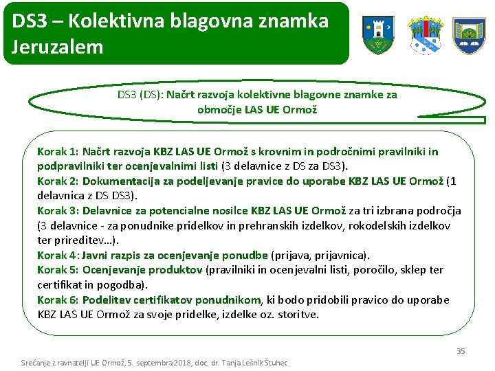 DS 3 – Kolektivna blagovna znamka Jeruzalem DS 3 (DS): Načrt razvoja kolektivne blagovne