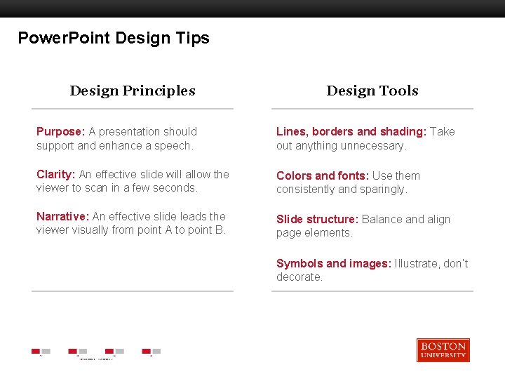 Power. Point Design Tips Design Principles Boston University Slideshow Title Goes Here Design Tools