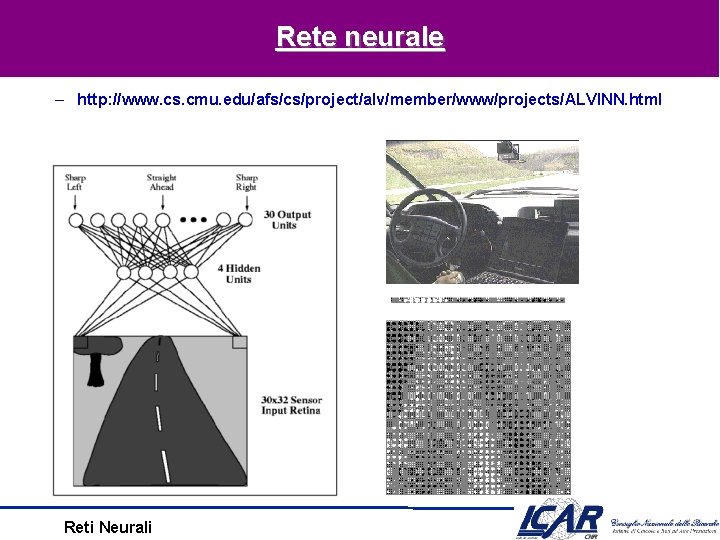 Rete neurale – http: //www. cs. cmu. edu/afs/cs/project/alv/member/www/projects/ALVINN. html Reti Neurali 