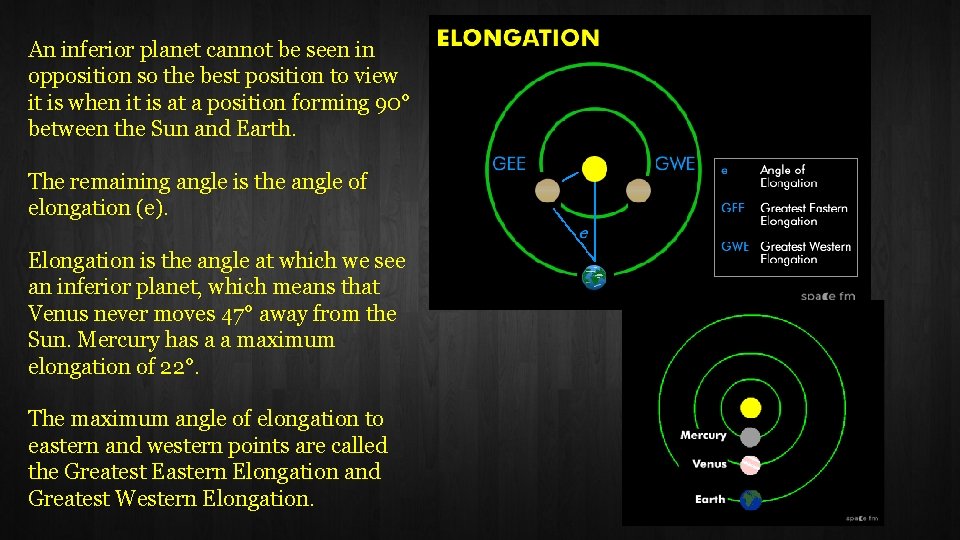 An inferior planet cannot be seen in opposition so the best position to view