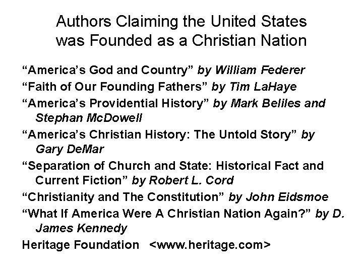 Authors Claiming the United States was Founded as a Christian Nation “America’s God and