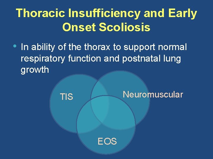 Thoracic Insufficiency and Early Onset Scoliosis • In ability of the thorax to support