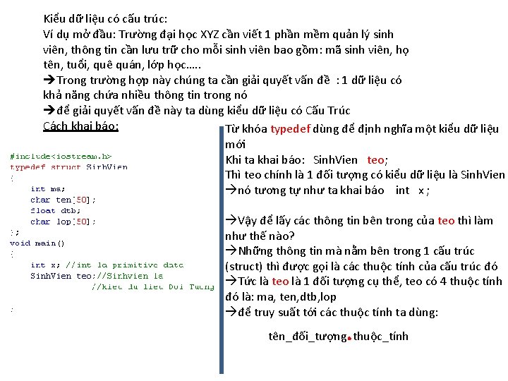 Kiểu dữ liệu có cấu trúc: Ví dụ mở đầu: Trường đại học XYZ